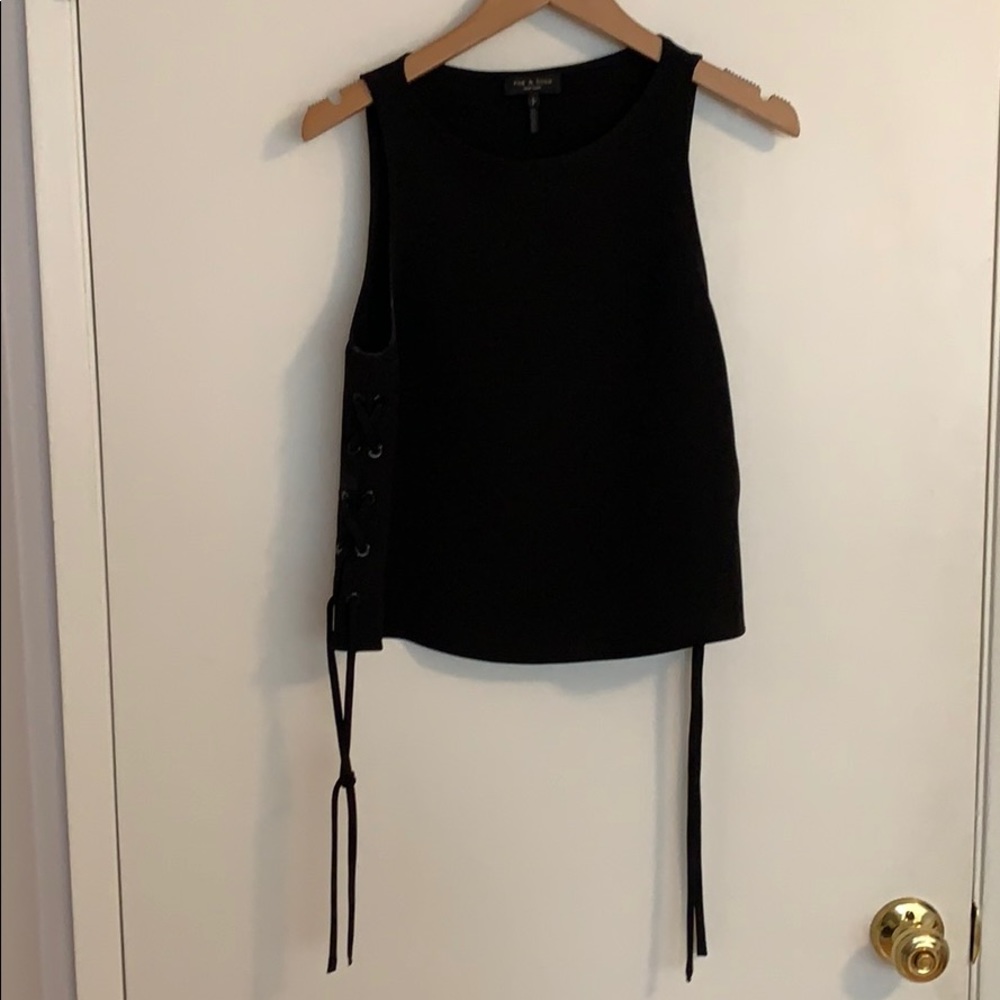Black Side Tie Rag and Bone Tank Top Size Small